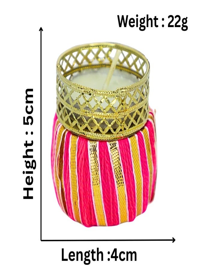 JWELLA Golden Stand Candle Holder with 7 Pink Shine Glow Bangle Tea Light Holders | Decorative Tealight Set for Diwali, Weddings, Pooja & Home Décor - Image 3